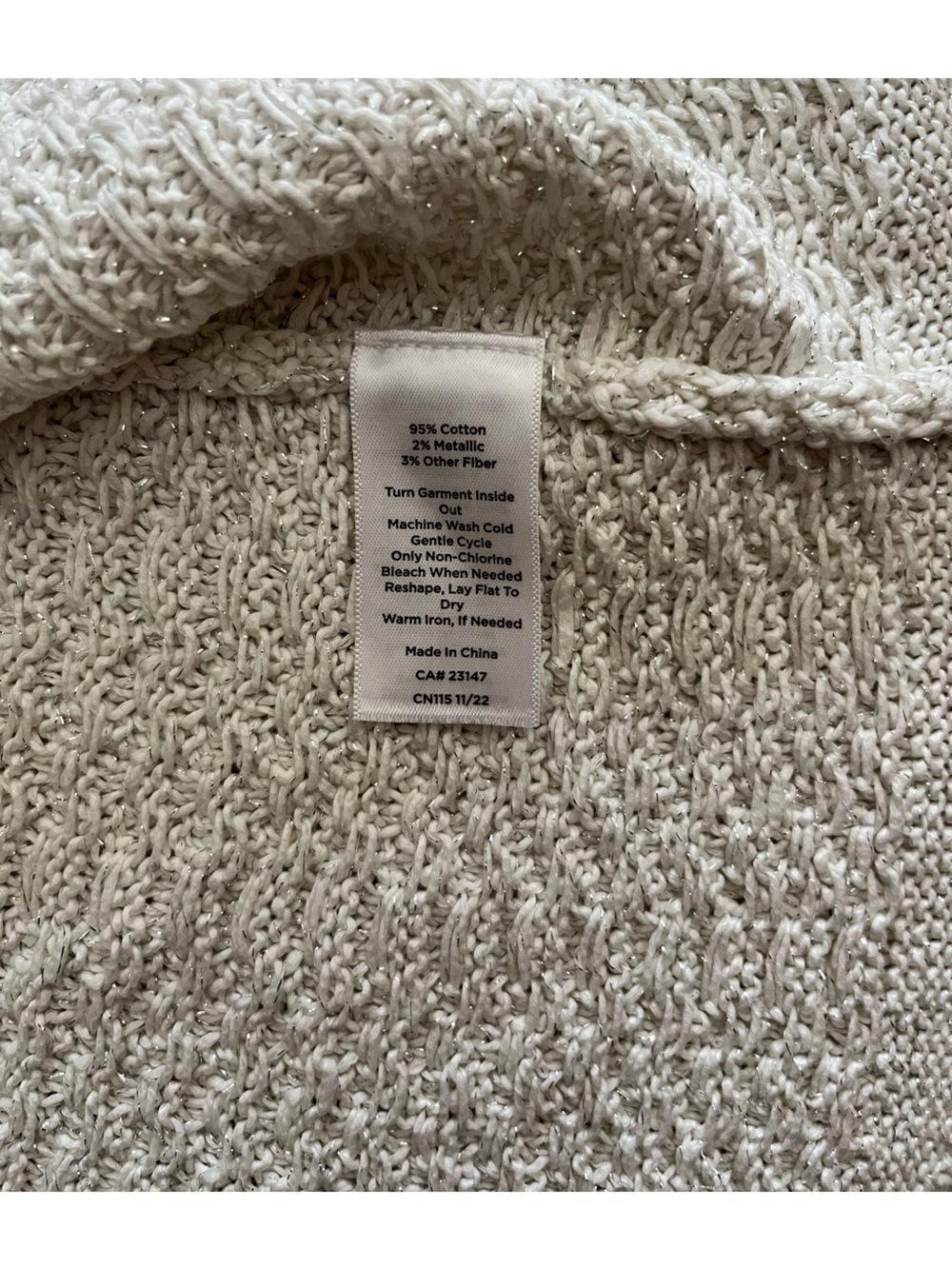NWT Talbots Women’s Textured Knit Metallic Coatigan Cream - Size Medium Petite - Picture 6 of 8